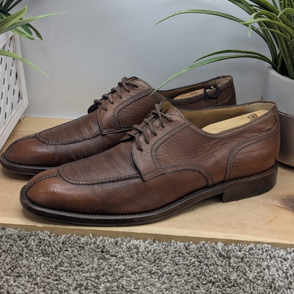A. Testoni Brown Leather Oxford Mens Size 10M Dress Shoes Made In Italy Work